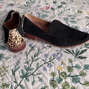 Crown & Ivy Black Loafers with Leopard Detail